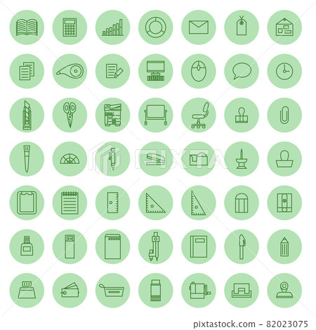 Color icon set for business and office work... - Stock Illustration ...