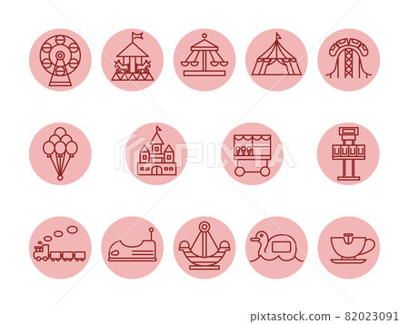 遊樂園玩具套裝顏色圖標集(紅色) 遊樂園玩具套裝顏色圖標集(紅色) 82023091