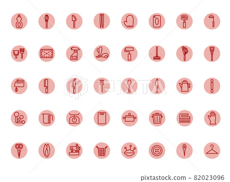 Daily necessities color icon set (red) 82023096