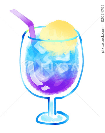 Gradient cream soda blue Hawaii watercolor illustration blue and purple Gradient cream soda blue Hawaii watercolor illustration blue and purple 82024795