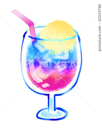 漸變奶油蘇打藍色夏威夷水彩插圖藍色和洋紅色 82024796