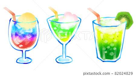 Gradation tropical juice set blue Hawaii citrus kiwi watercolor illustration Gradation tropical juice set blue Hawaii citrus kiwi watercolor illustration 82024829