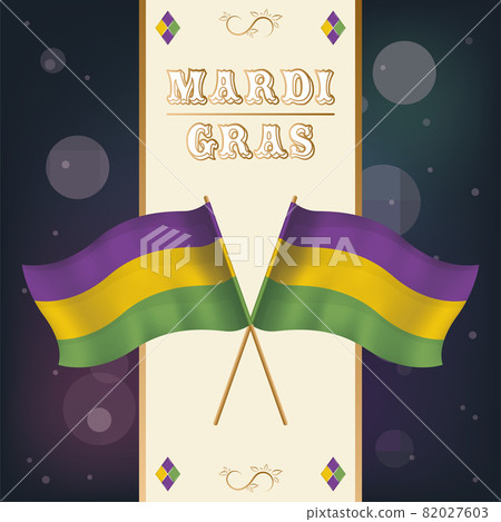 Pair of colored flags Mardi Gras poster Pair of colored flags Mardi Gras poster 82027603