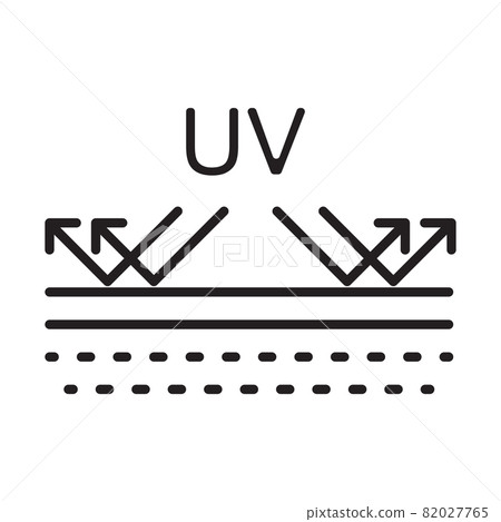 UV radiation protection icon vector solar ultraviolet light symbol skincare sign cosmetic lotion concept for graphic design, logo, website, social media, mobile app, UI illustration. 82027765