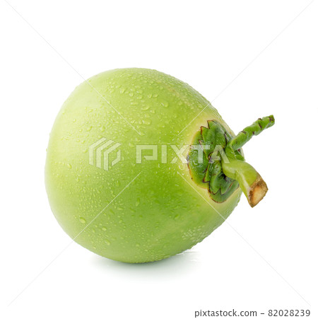 water drop green coconut isolated on white background water drop green coconut isolated on white background 82028239