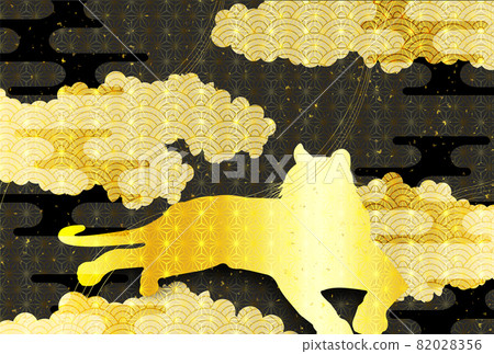 Tiger New Year's card Japanese pattern background Tiger New Year's card Japanese pattern background 82028356