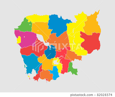 Vector map country Cambodia divided on regions Vector map country Cambodia divided on regions 82028374