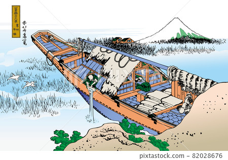 Katsushika Hokusai image Fuji from Ushibori Bright version with title White background Katsushika Hokusai image Fuji from Ushibori Bright version with title White background 82028676