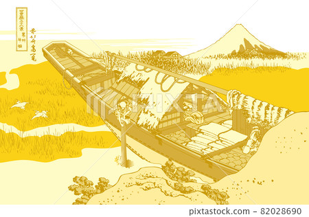 Katsushika Hokusai image Joshu Ushibori Titled gold white background 82028690