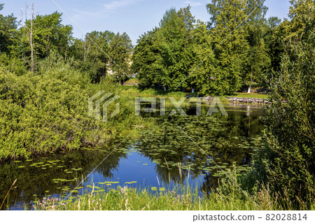 Landscape with the Vuoksa river in the city of Priozersk in the Leningrad region in Russia 82028814