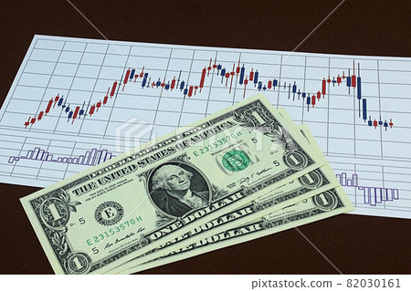 [Thumbnails of articles on foreign exchange, FX, stocks, dollar yen, bitcoin, etc.] Three dollar bills and charts 82030161