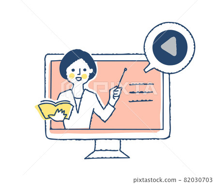 Video of a woman explaining as a desktop computer 82030703