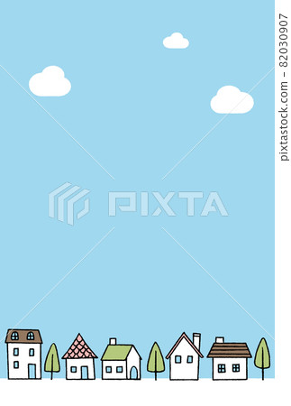 手繪街景_春季住宅區 手繪街景_春季住宅區 82030907