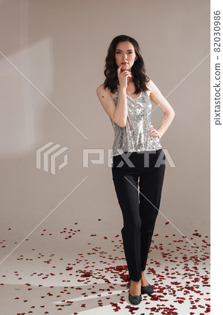 Portrait of young beautiful model poses for the Portrait of young beautiful model poses for the 82030986