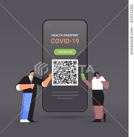 travelers using digital immunity passport with qr code on smartphone screen risk free covid-19 pandemic travelers using digital immunity passport with qr code on smartphone screen risk free covid-19 pandemic 82031260
