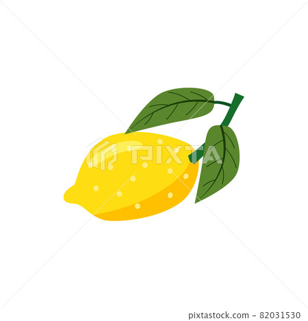 Lemon Fresh juice yellow fruit. Whole with green leaf. Vector illustration flat cartoon Lemon Fresh juice yellow fruit. Whole with green leaf. Vector illustration flat cartoon 82031530