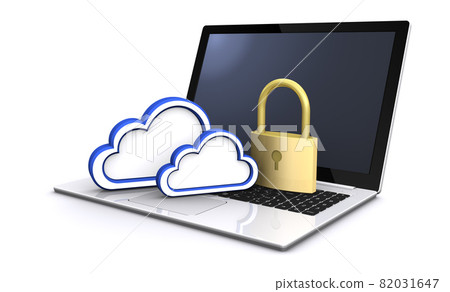 Cloud computing security image, cloud icon, padlock, laptop Cloud computing security image, cloud icon, padlock, laptop 82031647