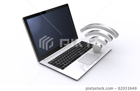 Wi-Fi 圖標和筆記本電腦，Wi-Fi 通信概念圖 82031649