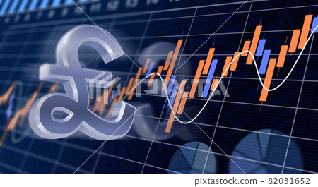 交易圖表和英鎊符號、交易和金融的概念形象 82031652