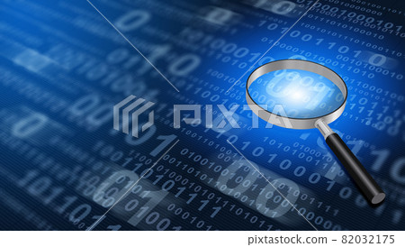Search binary code with a magnifying glass, image of data search Search binary code with a magnifying glass, image of data search 82032175