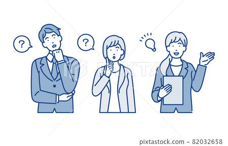 代理回答商務人士的男性和女性提問 代理回答商務人士的男性和女性提問 82032658