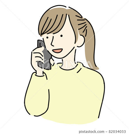 Simple illustration of a woman talking on a smartphone Simple illustration of a woman talking on a smartphone 82034033