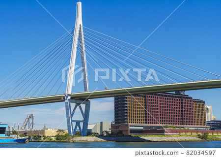 View of Tempozan Ohashi from the Tempozan quay in front of the Kaiyukan [early September 2021] 82034597