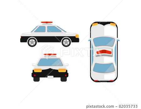 警車/警車彩色插圖套裝(正面/側面/鳥瞰圖) 警車/警車彩色插圖套裝(正面/側面/鳥瞰圖) 82035733