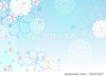 Japanese pattern background of blue cherry blossoms and chrysanthemums Japanese pattern background of blue cherry blossoms and chrysanthemums 82035837