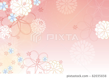 Japanese pattern background of pink cherry blossoms and chrysanthemums Japanese pattern background of pink cherry blossoms and chrysanthemums 82035838