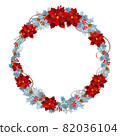Christmas wreath of poinsettia and silver leaves 82036104