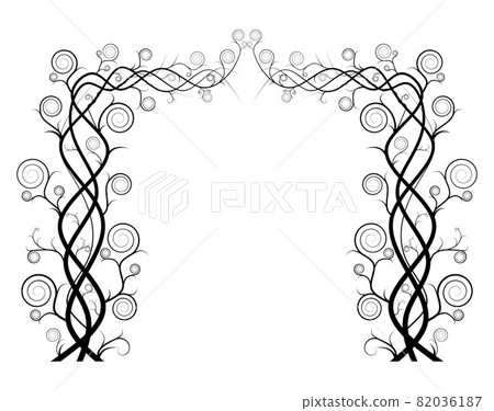 Silhouette of vine isolated on white background. Ivy arch vector illustration. Dry branch tree. Naked trees. Silhouette of vine isolated on white background. Ivy arch vector illustration. Dry branch tree. Naked trees. 82036187
