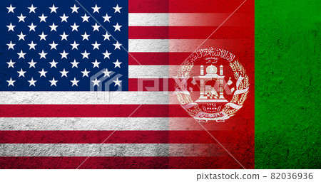 United States of America flag with Islamic Republic of Afghanistan national flag. Grunge background 82036936