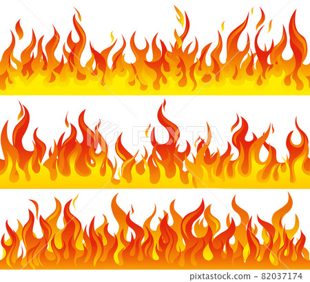 Fire Flame Seamless Border Icon Set Fire Flame Seamless Border Icon Set 82037174