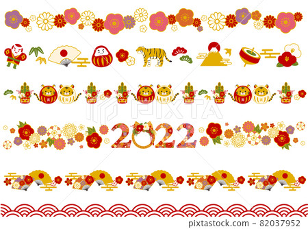 2022新年形象格線矢量插圖集素材(虎年) 2022新年形象格線矢量插圖集素材(虎年) 82037952