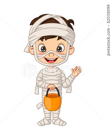 Cartoon little boy wearing halloween mummy costume - Stock Illustration  [82038099] - PIXTA