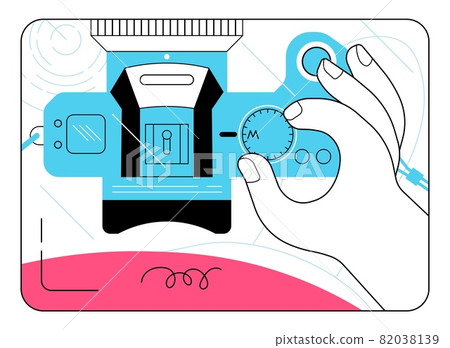 Hand turns on manual digital camera mode 82038139