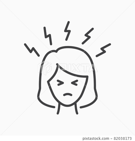 Angry women person line icon on white background. Editable stroke. Angry women person line icon on white background. Editable stroke. 82038173