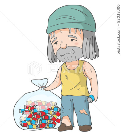 無家可歸的人收集空罐頭 82038300