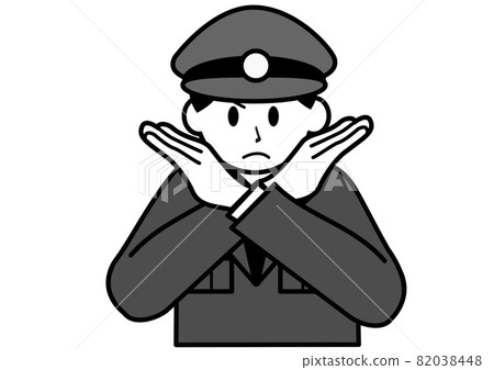 Male police officer making a cross Male police officer making a cross 82038448