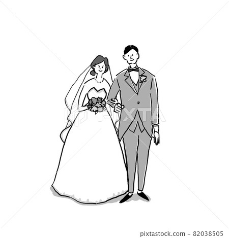 Bride and groom smiling with arms crossed (dress 1), wedding, wedding, 82038505