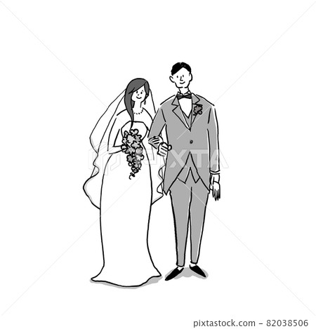 Bride and groom smiling with arms crossed (dress 2), wedding, wedding, 82038506