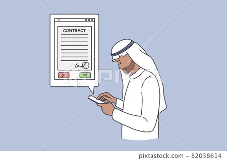 Arab business contracts online concept Arab business contracts online concept 82038614