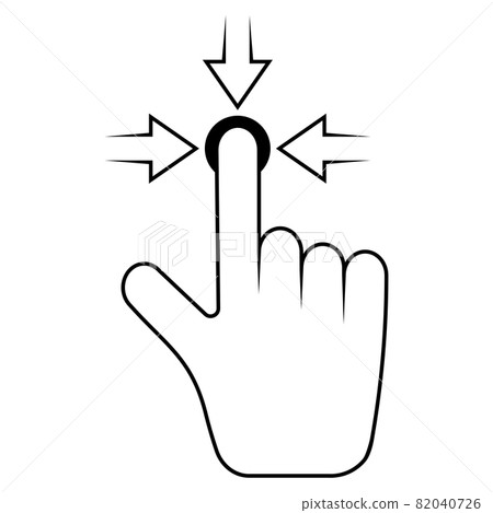 Click here the hand icon with the button pointer finger and arrow 82040726