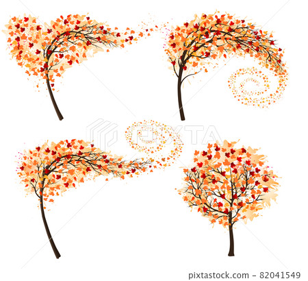 Hello a gold autumn. Set of Autumn Inspired Trees with Colorful Leaves. Vector illustration. Hello a gold autumn. Set of Autumn Inspired Trees with Colorful Leaves. Vector illustration. 82041549
