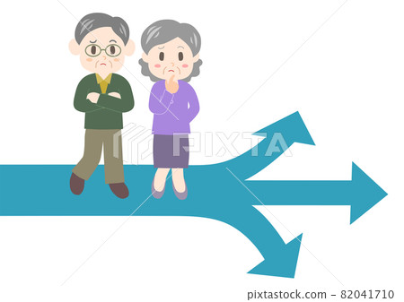 People at the crossroads: senior male and female illustrations People at the crossroads: senior male and female illustrations 82041710