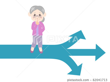 Person at the crossroads: Senior female illustration Person at the crossroads: Senior female illustration 82041713