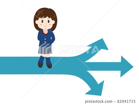 Person at the crossroads: High school girl illustration 82041715