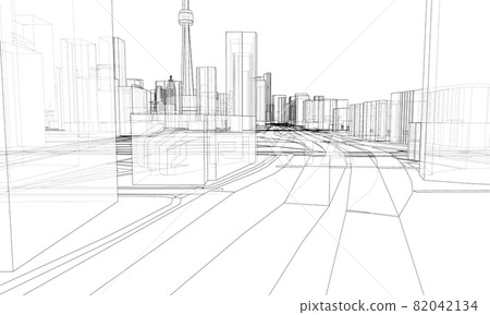 Vector 3d urban landscape. Buildings and roads 82042134