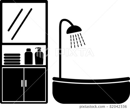 Furniture interior black and white silhouette bathroom 82042336
